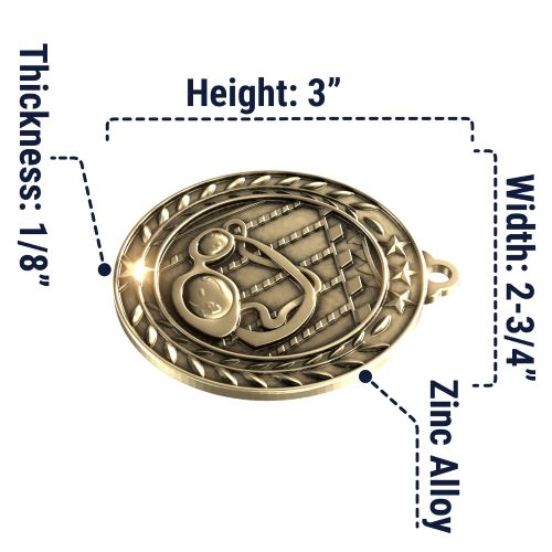 Swimming Wreath Medal, Gold | Engraved Gold Swimming Medal - 2.75 Inch Wide Decade Awards