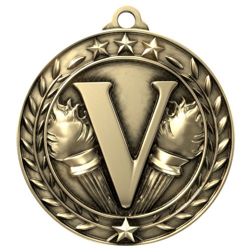Victory Wreath Medal, Gold | Engraved Gold Champion Medal - 2.75 Inch Wide Decade Awards