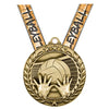 Volleyball Wreath Medal - Gold | Engraved Gold Volleyball Medallion - 2.75 Inch Wide Decade Awards