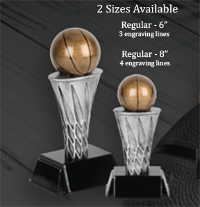 Basketball World Class Trophy | Engraved Basketball Tower Award - 6 or 8 Inch Tall Decade Awards