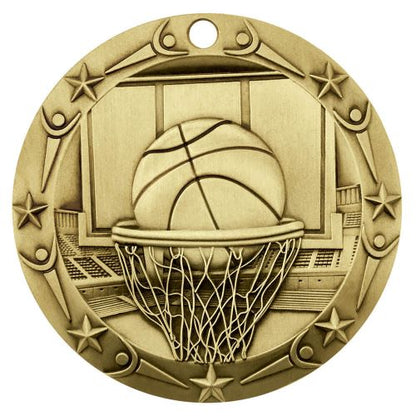 World Class Basketball Medal - Gold, Silver or Bronze | Engraved Basketball Medal - 3 Inch Wide Decade Awards