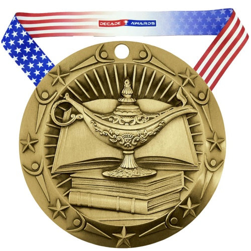 Academic World Class Medal - Gold, Silver or Bronze | Engraved Academic Medal - 3 Inch Wide Decade Awards
