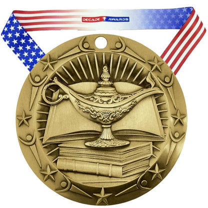 Academic World Class Medal - Gold, Silver or Bronze | Engraved Academic Medal - 3 Inch Wide Decade Awards