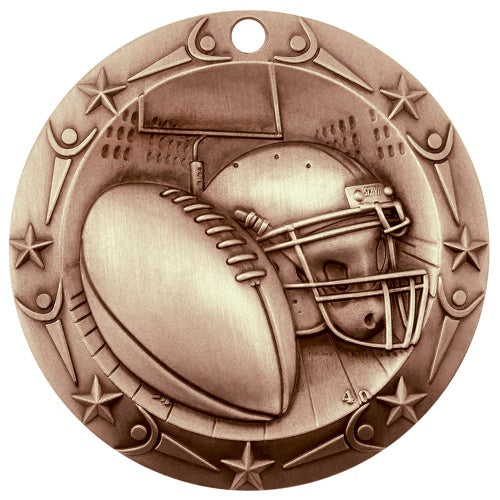 Personalized Football Medal with Ribbon | Gold, Silver or Bronze | World Class Medal | 3 Inches Wide
