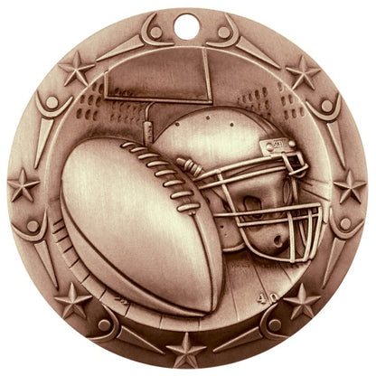 Personalized Football Medal with Ribbon | Gold, Silver or Bronze | World Class Medal | 3 Inches Wide