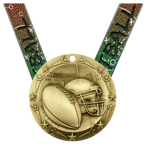 Football World Class Medal - Gold, Silver or Bronze | Engraved Football Medal - 3 Inch Wide Decade Awards