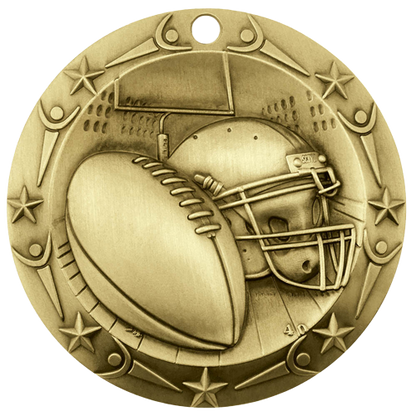 Personalized Football Medal with Ribbon | Gold, Silver or Bronze | World Class Medal | 3 Inches Wide