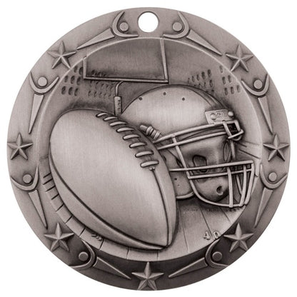 Personalized Football Medal with Ribbon | Gold, Silver or Bronze | World Class Medal | 3 Inches Wide
