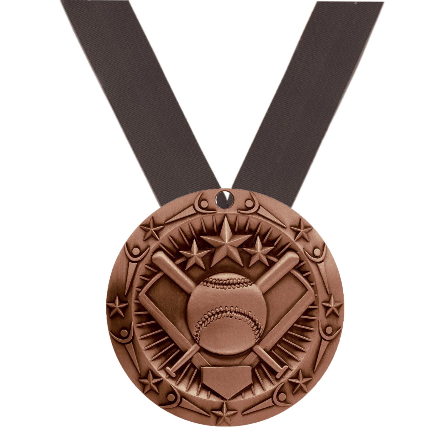 Softball World Class Medal - Gold, Silver or Bronze | Engraved Slow / Fast Pitch Medal -3 Inch Wide Decade 
- Bronze Softball Medal.Black Ribbon