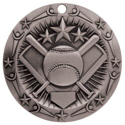 Softball World Class Medal - Gold, Silver or Bronze | Engraved Slow / Fast Pitch Medal -3 Inch Wide Decade 
- Silver Softball Medal