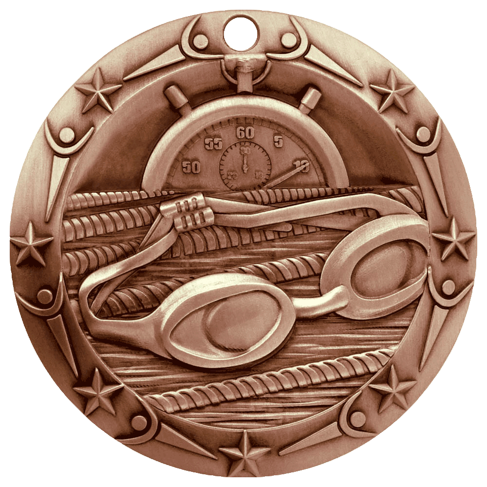 Personalized Swimming Medal with Ribbon | Gold, Silver or Bronze | World Class Medal | 3 Inches Wide