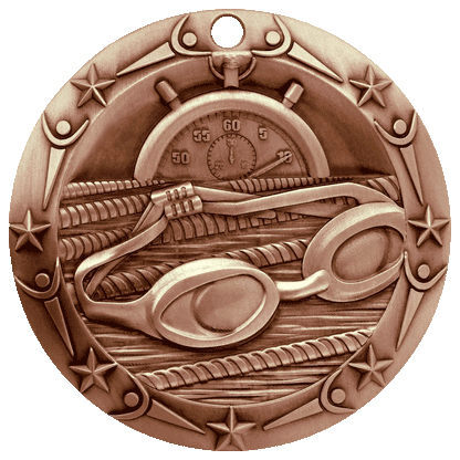 Personalized Swimming Medal with Ribbon | Gold, Silver or Bronze | World Class Medal | 3 Inches Wide
