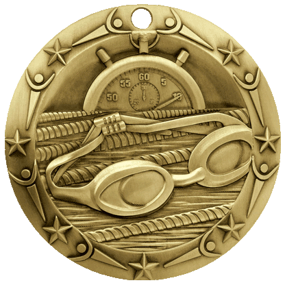 Personalized Swimming Medal with Ribbon | Gold, Silver or Bronze | World Class Medal | 3 Inches Wide