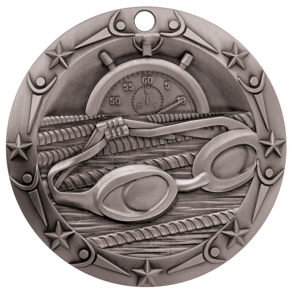 Personalized Swimming Medal with Ribbon | Gold, Silver or Bronze | World Class Medal | 3 Inches Wide