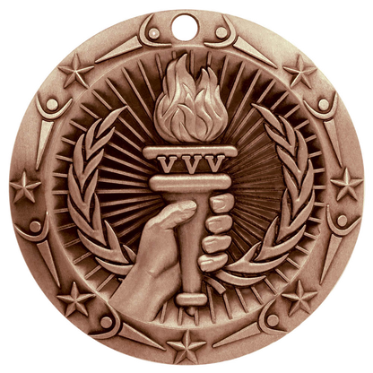 Personalized Victory Medal with Ribbon | Gold, Silver or Bronze | World Class Victory Medal | 3 Inches Wide