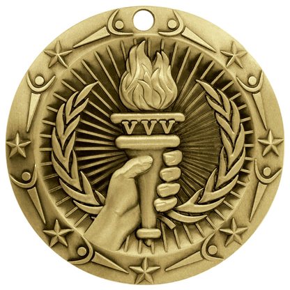 Personalized Victory Medal with Ribbon | Gold, Silver or Bronze | World Class Victory Medal | 3 Inches Wide