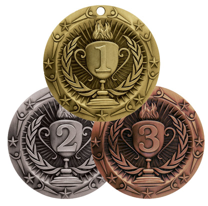 Personalized 1st 2nd 3rd Place Medal with Ribbon | Gold Silver Bronze | World Class | 3 Inch