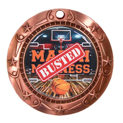 Personalized Busted Bracket Medal with Ribbon | Gold Silver or Bronze | World Class Medal | 3 Inches Wide