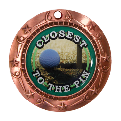 Personalized Closest to the Pin Golf Medal with Ribbon | Gold Silver or Bronze | World Class Medal | 3 Inches Wide