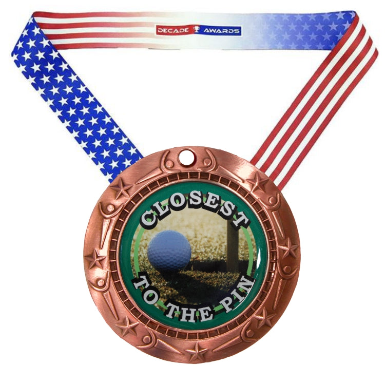 Closest to the Pin World Class Medal- Gold, Silver or Bronze | Engraved Golf Medal - 3 Inch Wide Decade Awards
- Closest to the Pin, Bronze Medal