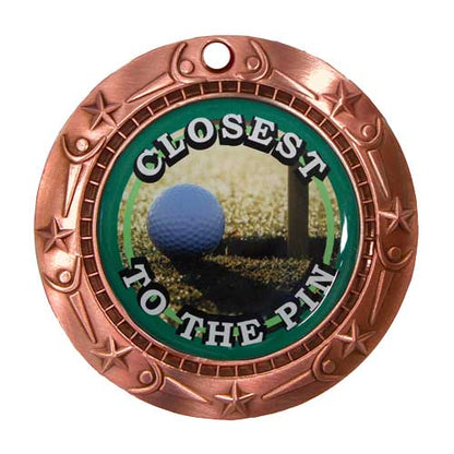Closest to the Pin World Class Medal- Gold, Silver or Bronze | Engraved Golf Medal - 3 Inch Wide Decade Awards