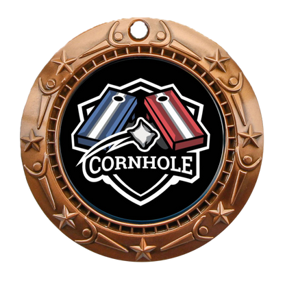Cornhole World Class Medal - Gold, Silver or Bronze | Engraved Cornhole Medal - 3 Inch Wide