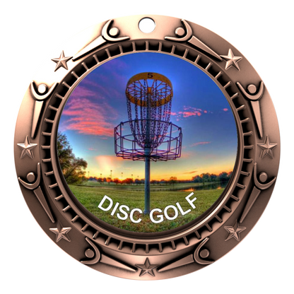 Personalized Disc Golf Medal with Ribbon | Gold, Silver or Bronze | World Class Disc Golf Medal | 3 Inches Wide