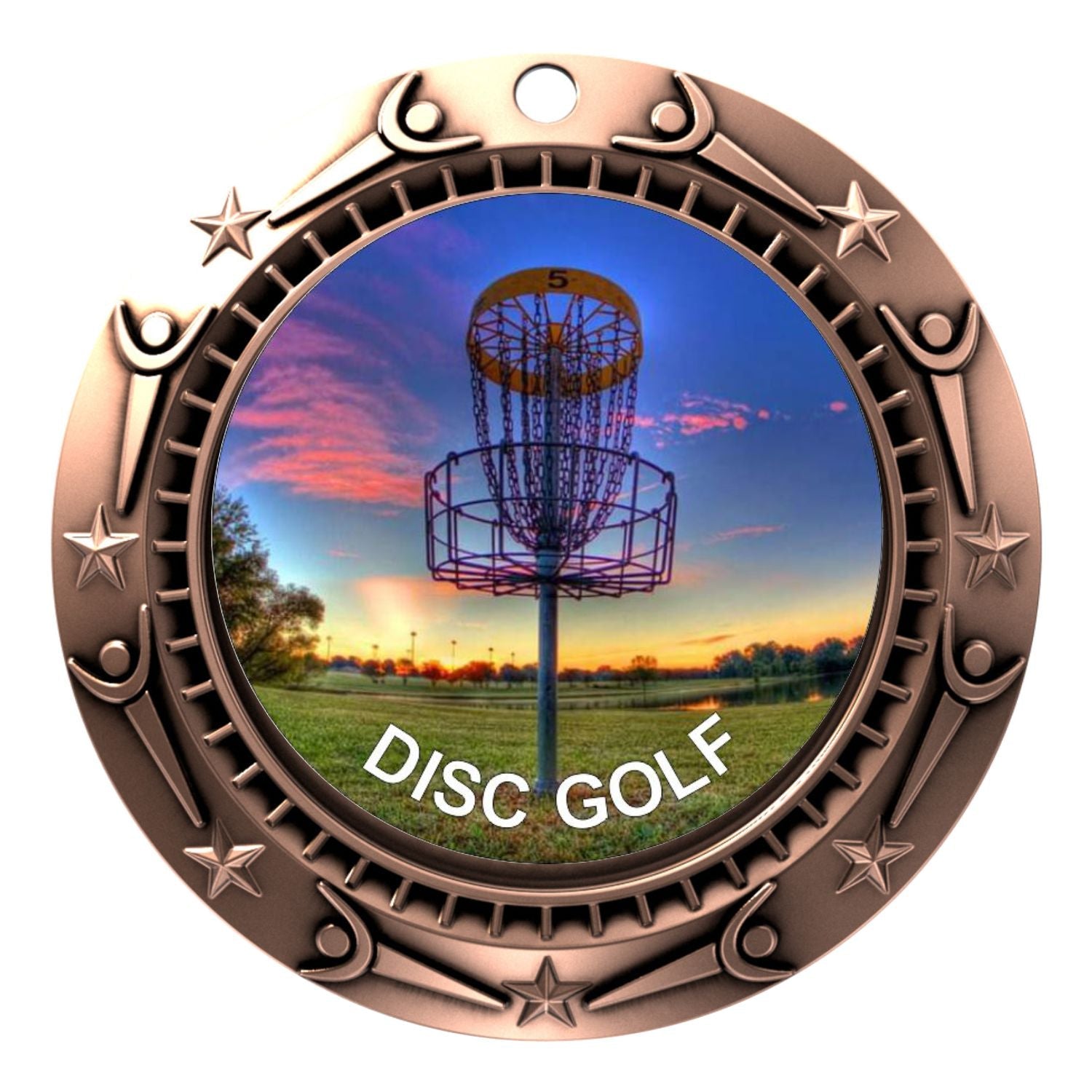 Disc Golf World Class Medal - Gold, Silver or Bronze | Engraved Disc Golf Medal - 3 Inch Wide
- Bronze Disc Golf Medal
