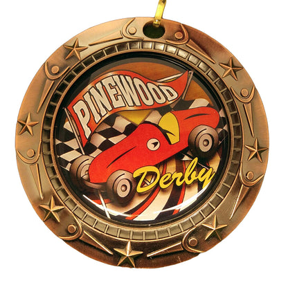 Personalized Racing Medal with Ribbon | Gold, Silver or Bronze | World Class Medal | 3 Inches Wide