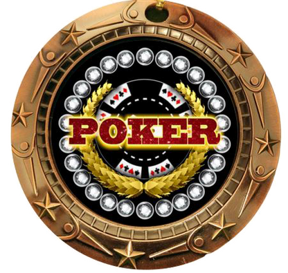 Personalized Poker Medal with Ribbon | Gold, Silver or Bronze | World Class Medal | 3 Inches Wide