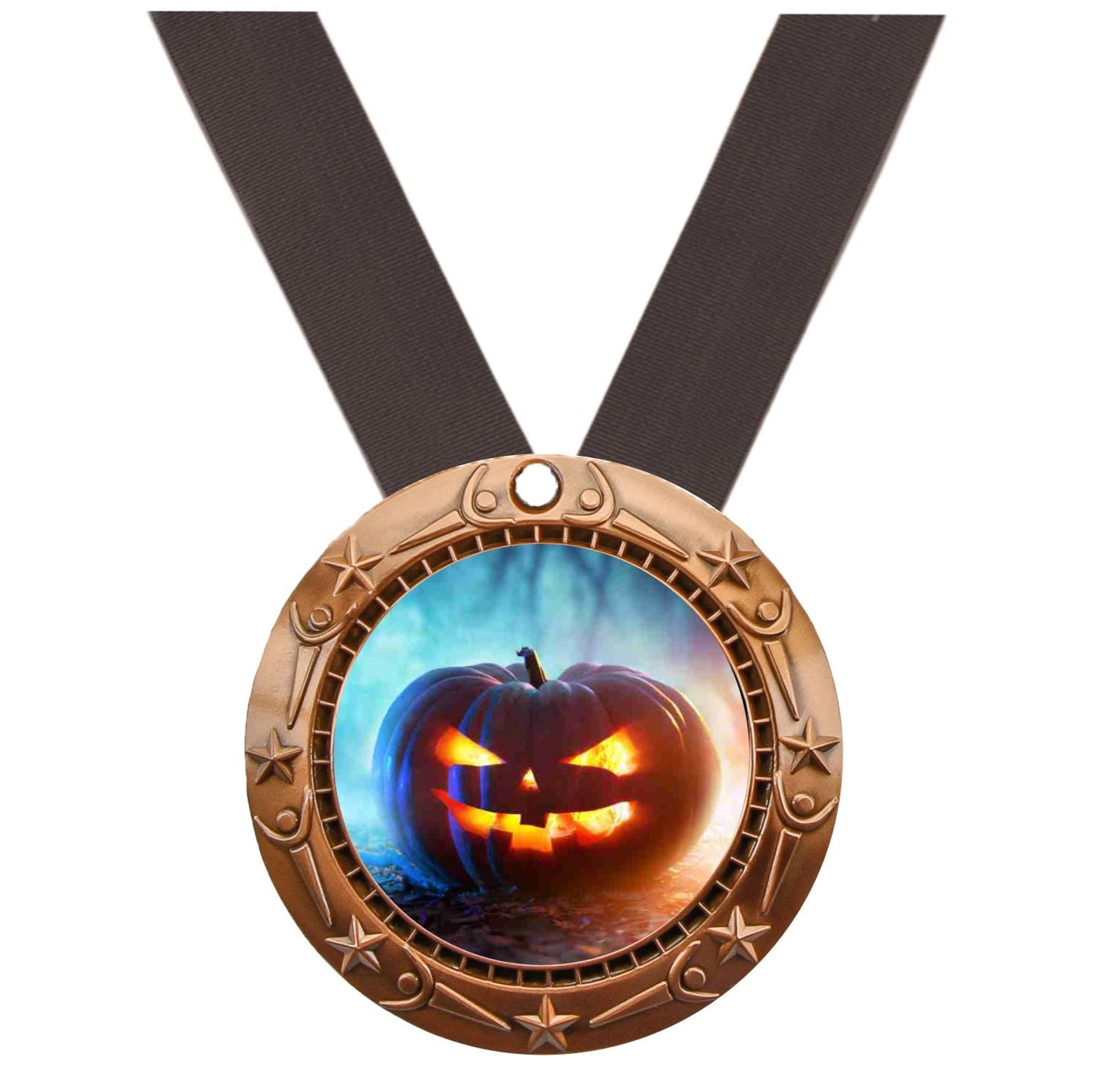 Halloween World Class Medal - Gold, Silver or Bronze | Engraved Pumpkin Medallion - 3 Inch Wide Decade Awards
- Bronze Halloween Medal