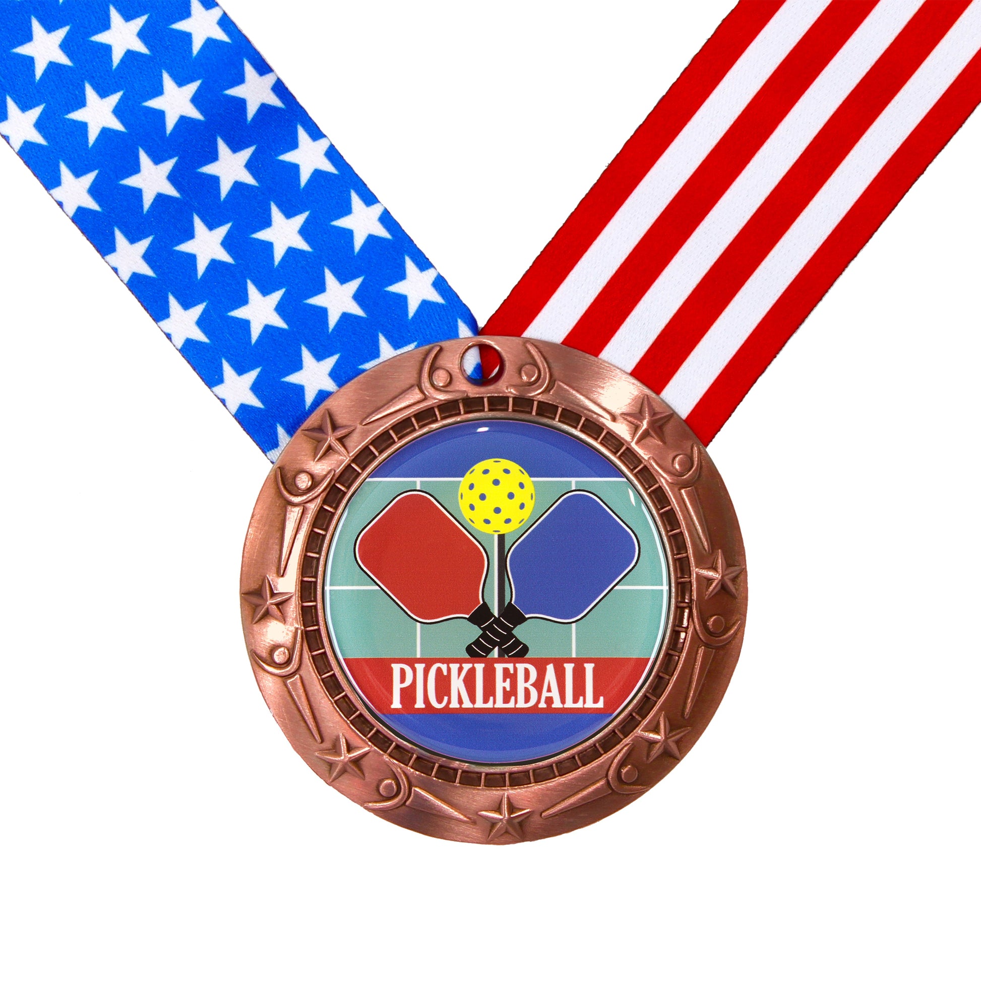 Pickle Ball Fusion Medal- Gold, Silver or Bronze | Engraved Pickleball Medallion - 3 Inch Wide Decade Awards