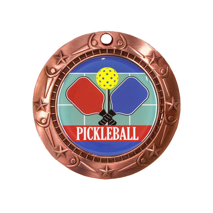 Pickle Ball Fusion Medal- Gold, Silver or Bronze | Engraved Pickleball Medallion - 3 Inch Wide Decade Awards