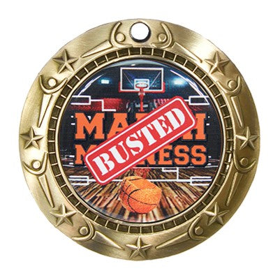 Personalized Busted Bracket Medal with Ribbon | Gold Silver or Bronze | World Class Medal | 3 Inches Wide