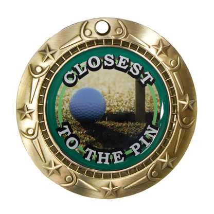Personalized Closest to the Pin Golf Medal with Ribbon | Gold Silver or Bronze | World Class Medal | 3 Inches Wide