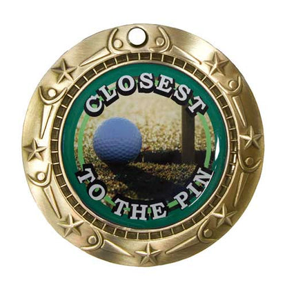 Closest to the Pin World Class Medal- Gold, Silver or Bronze | Engraved Golf Medal - 3 Inch Wide Decade Awards