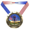 Disc Golf World Class Medal - Gold, Silver or Bronze | Engraved Disc Golf Medal - 3 Inch Wide
- Gold Disc Golf Medal, Stars & Stripes ribbon
