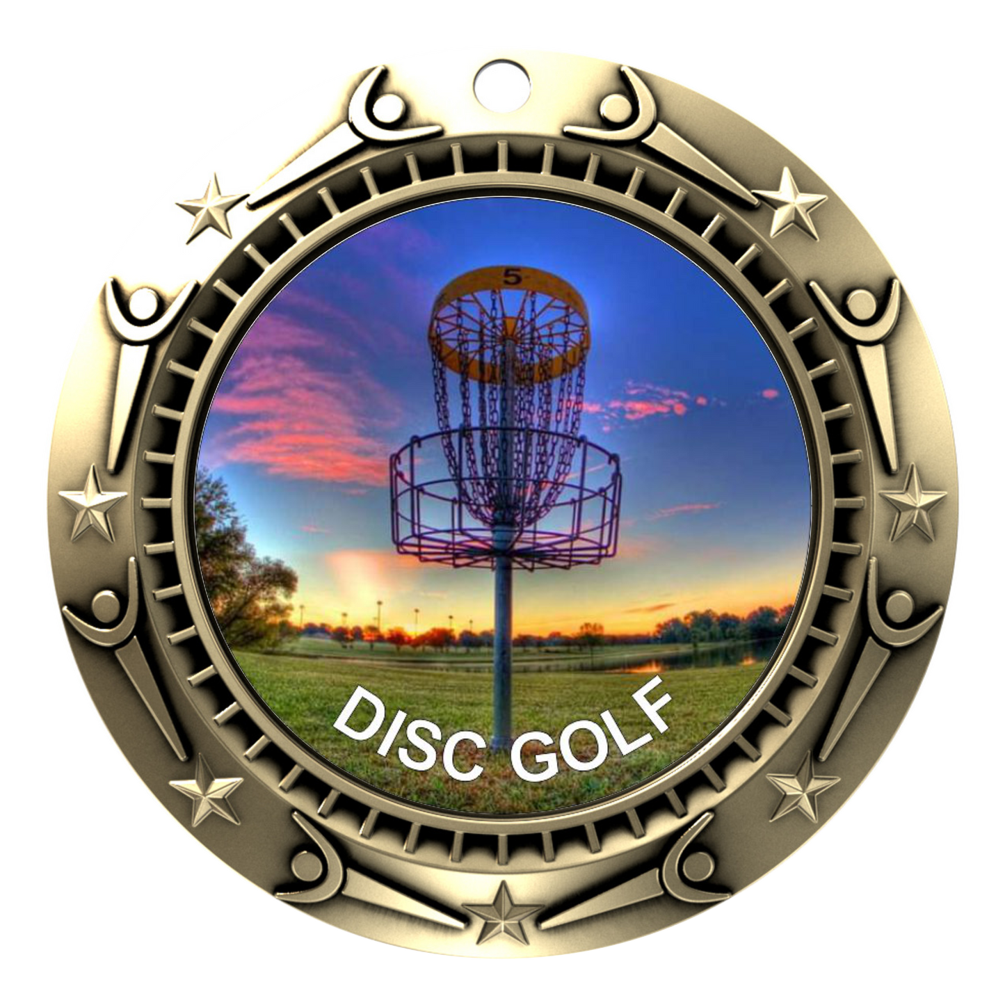 Personalized Disc Golf Medal with Ribbon | Gold, Silver or Bronze | World Class Disc Golf Medal | 3 Inches Wide