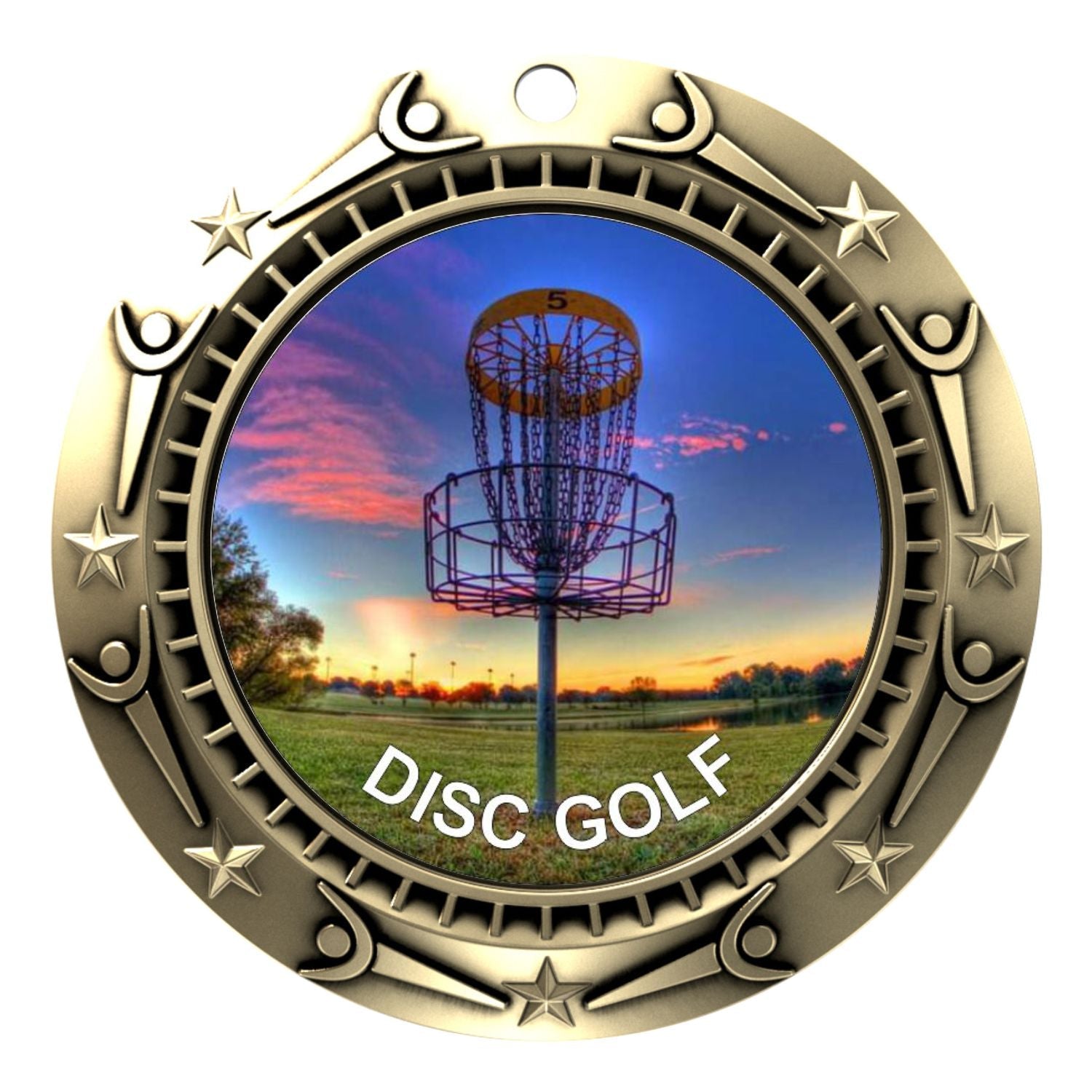 Disc Golf World Class Medal - Gold, Silver or Bronze | Engraved Disc Golf Medal - 3 Inch Wide
- Gold Disc Golf Medal