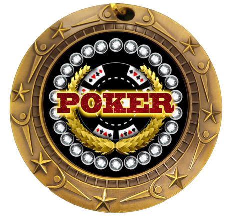 Personalized Poker Medal with Ribbon | Gold, Silver or Bronze | World Class Medal | 3 Inches Wide