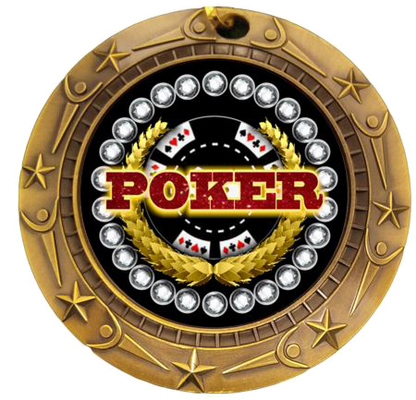 Personalized Poker Medal with Ribbon | Gold, Silver or Bronze | World Class Medal | 3 Inches Wide