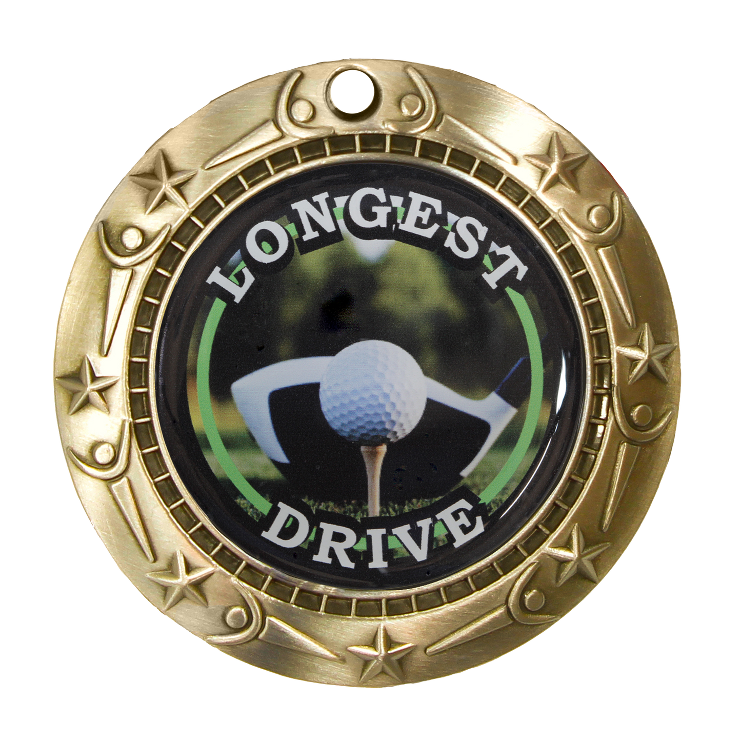 Personalized Longest Drive Golf Medal with Ribbon, Gold Silver or Bronze | World Class Medal |3 Inches Wide