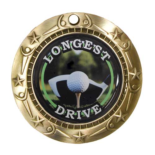 Longest Drive World Class Medal- Gold, Silver or Bronze | Engraved Golf Medal - 3 Inch Wide Decade Awards