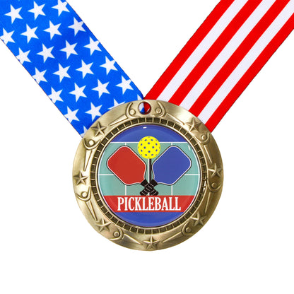 Pickle Ball Fusion Medal- Gold, Silver or Bronze | Engraved Pickleball Medallion - 3 Inch Wide Decade Awards