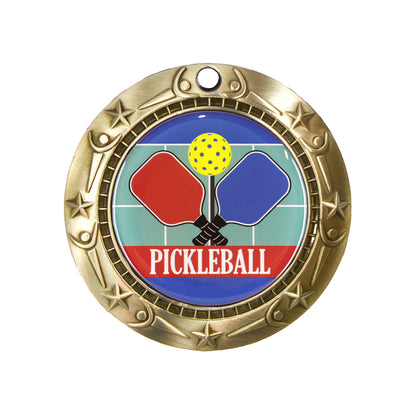 Personalized Pickleball Medal with Ribbon | Gold, Silver or Bronze | World Class Medal | 3 Inches Wide