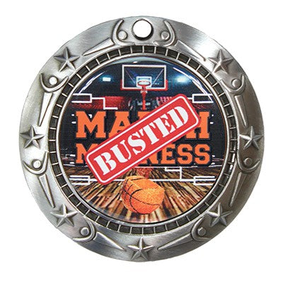 Personalized Busted Bracket Medal with Ribbon | Gold Silver or Bronze | World Class Medal | 3 Inches Wide