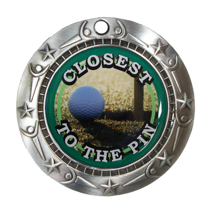 Personalized Closest to the Pin Golf Medal with Ribbon | Gold Silver or Bronze | World Class Medal | 3 Inches Wide