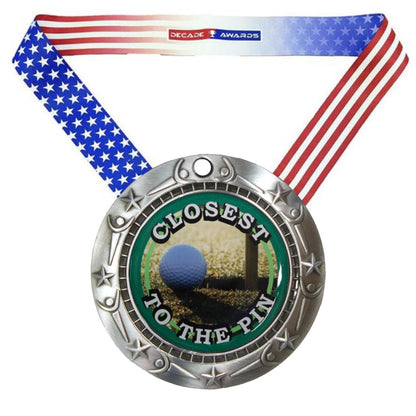 Closest to the Pin World Class Medal- Gold, Silver or Bronze | Engraved Golf Medal - 3 Inch Wide Decade Awards
- Closest to the Pin, Silver Medal