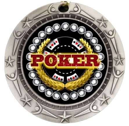 Personalized Poker Medal with Ribbon | Gold, Silver or Bronze | World Class Medal | 3 Inches Wide