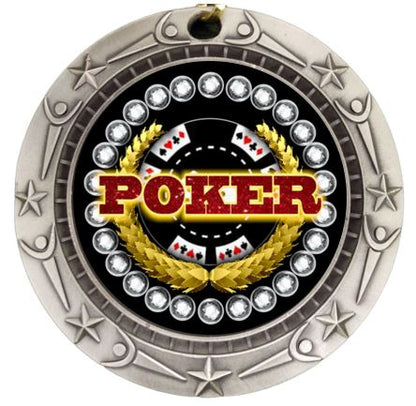 Personalized Poker Medal with Ribbon | Gold, Silver or Bronze | World Class Medal | 3 Inches Wide
